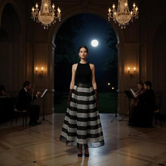 Sachi + Babi Maxi striped ayako midi skirt in jet Size 0 - Picture 3 of 11